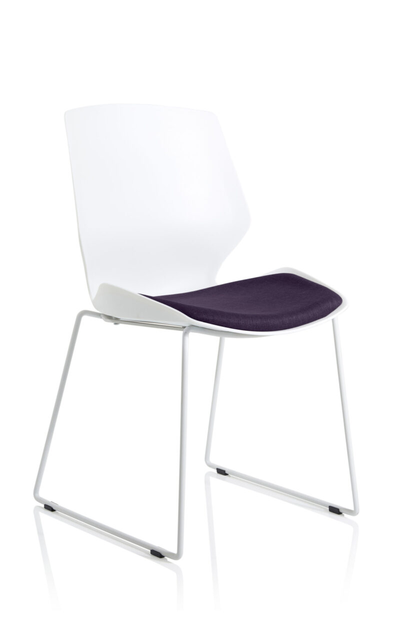 florence sled white frame fabric seat visitor chair