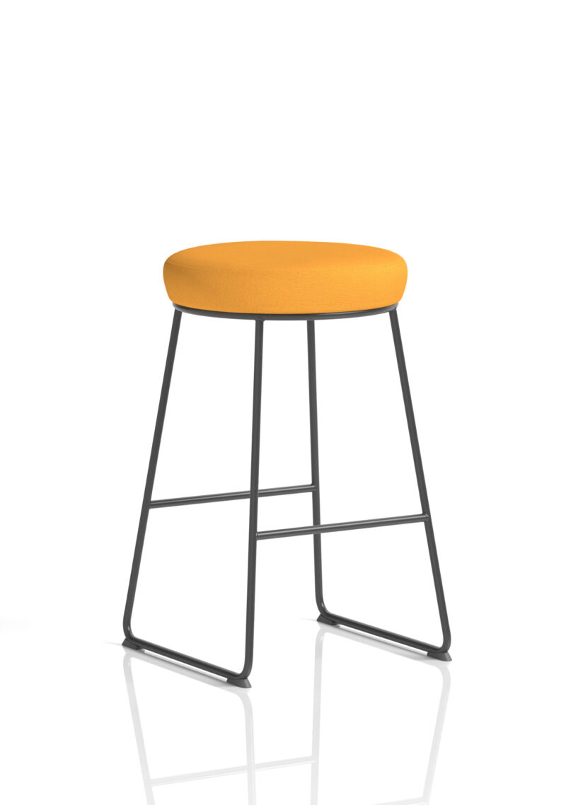 turin black frame fabric seat stool chair