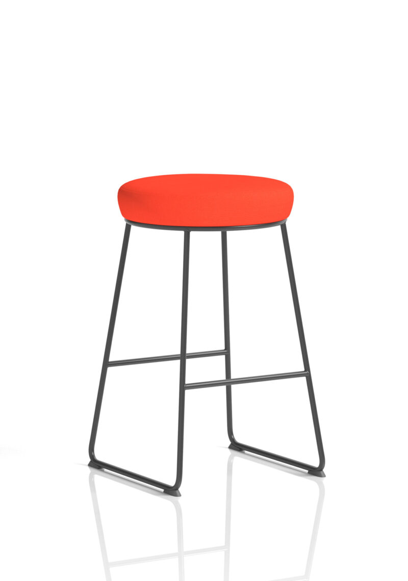 turin black frame fabric seat stool chair