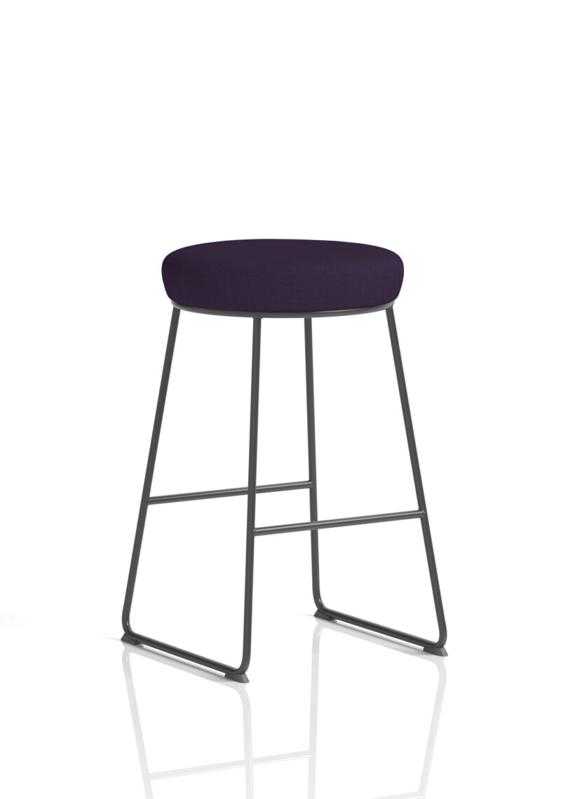 turin black frame fabric seat stool chair