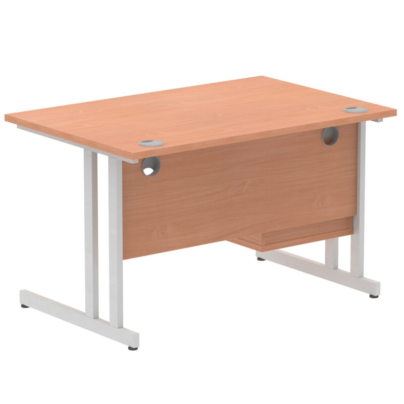 impulse 1200mm cantilever straight desk with single fixed pedestal