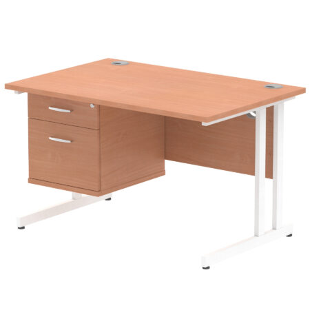 impulse 1200mm cantilever straight desk with single fixed pedestal