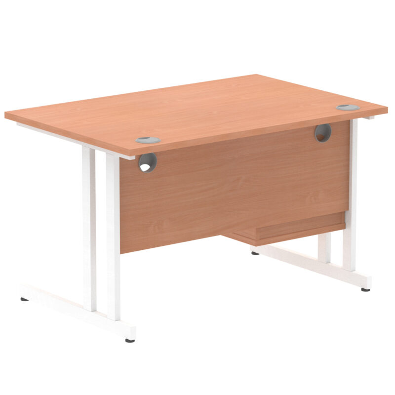 impulse 1200mm cantilever straight desk with single fixed pedestal