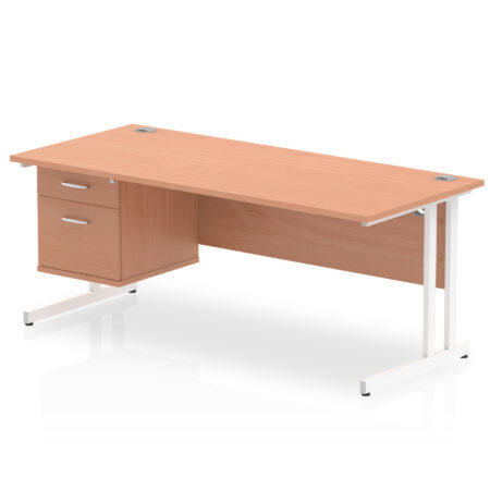 impulse 1800mm cantilever straight desk with single fixed pedestal
