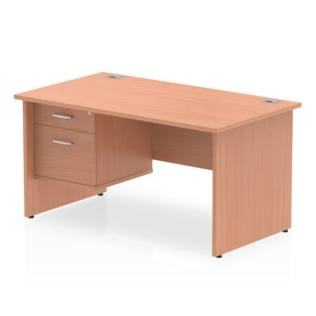 impulse 1400mm panel end straight desk with single fixed pedestal