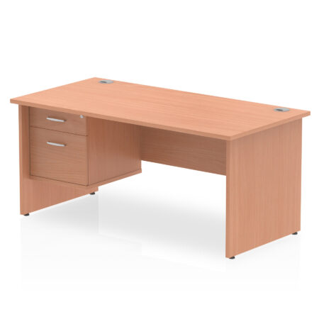 impulse 1600mm panel end straight desk with single fixed pedestal