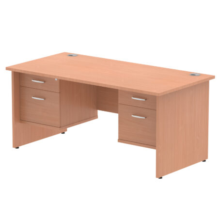 impulse 1600mm panel end straight desk with two fixed pedestal
