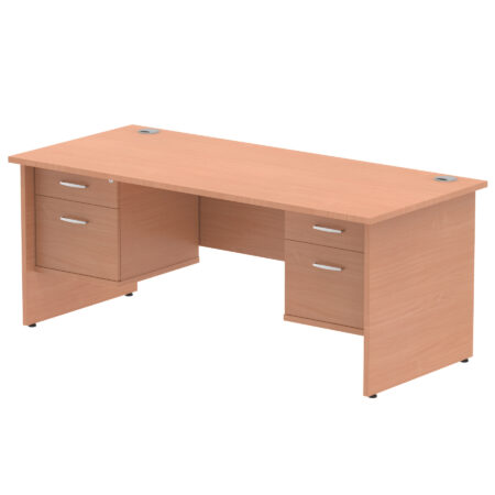 impulse 1800mm panel end straight desk with two fixed pedestal