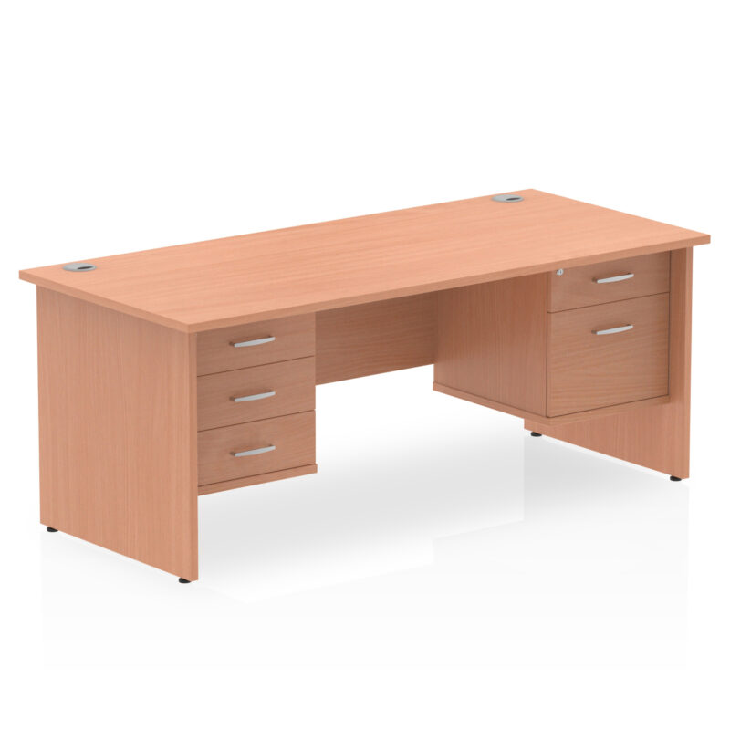 impulse 1600mm panel end straight desk with two fixed pedestal