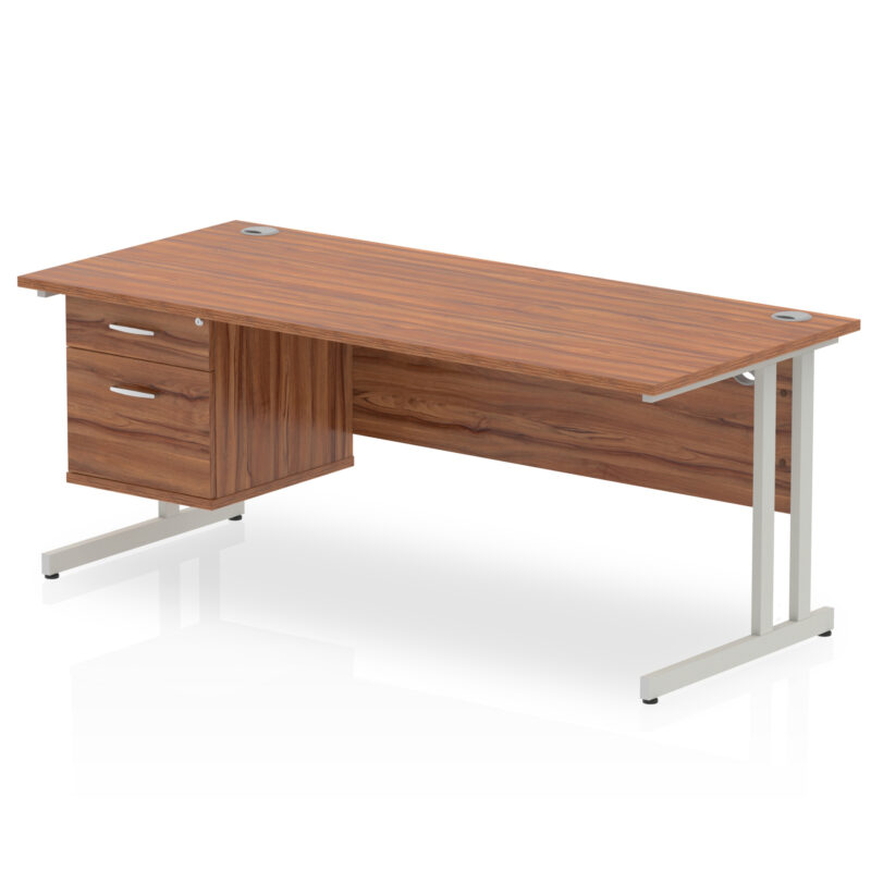 impulse 1800mm cantilever straight desk with single fixed pedestal