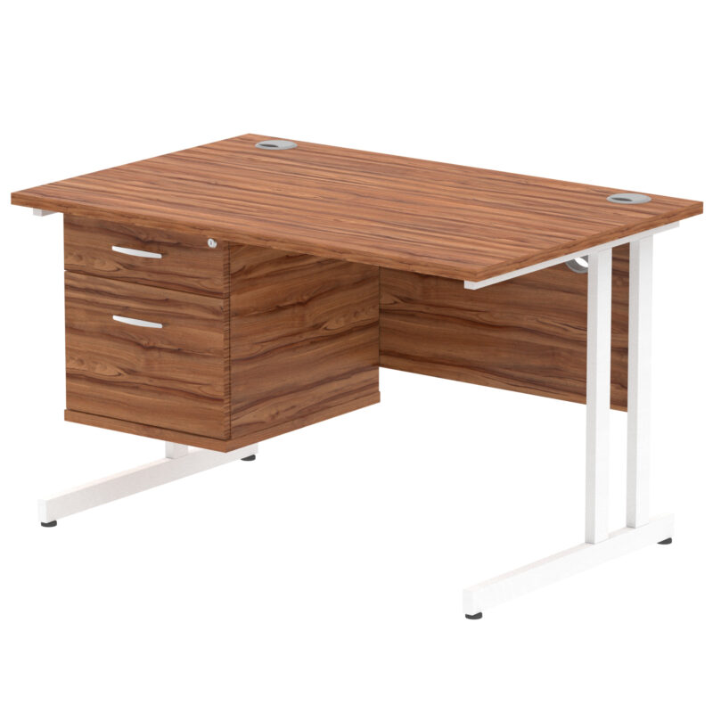 impulse 1200mm cantilever straight desk with single fixed pedestal