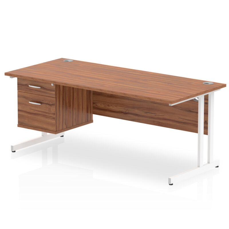 impulse 1800mm cantilever straight desk with single fixed pedestal