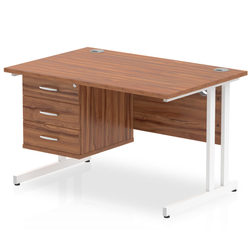 impulse 1200mm cantilever straight desk with single fixed pedestal