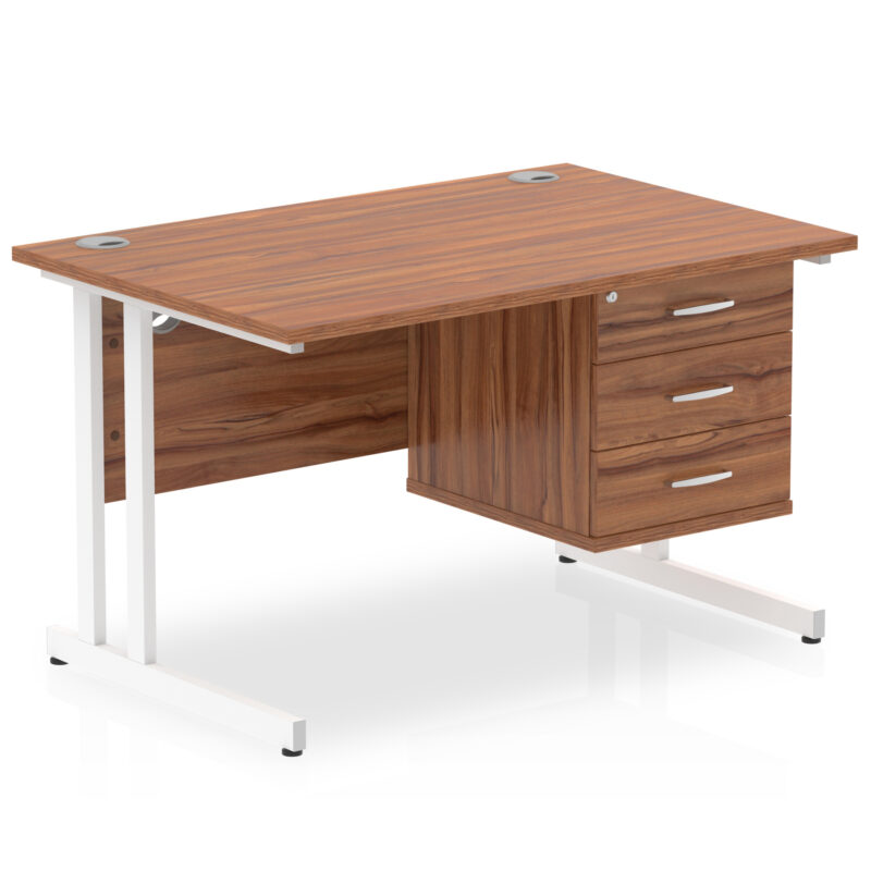 impulse 1200mm cantilever straight desk with single fixed pedestal