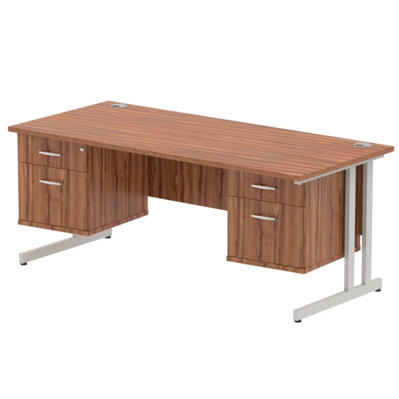 impulse 1800mm cantilever straight desk with two fixed pedestal