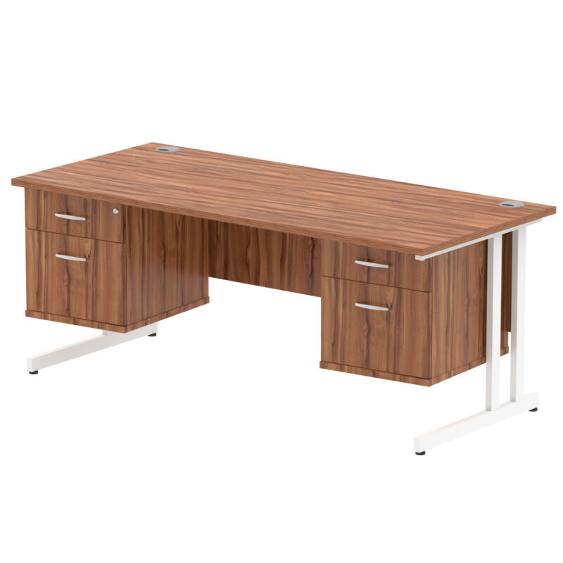 impulse 1800mm cantilever straight desk with two fixed pedestal