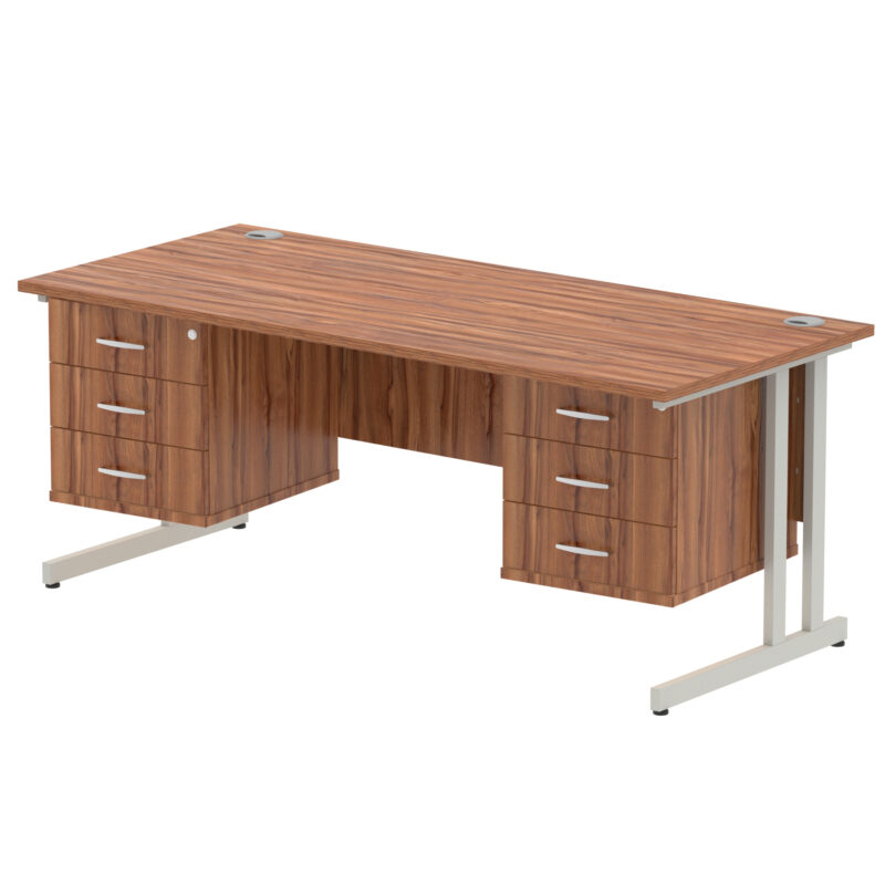 impulse 1800mm cantilever straight desk with two fixed pedestal
