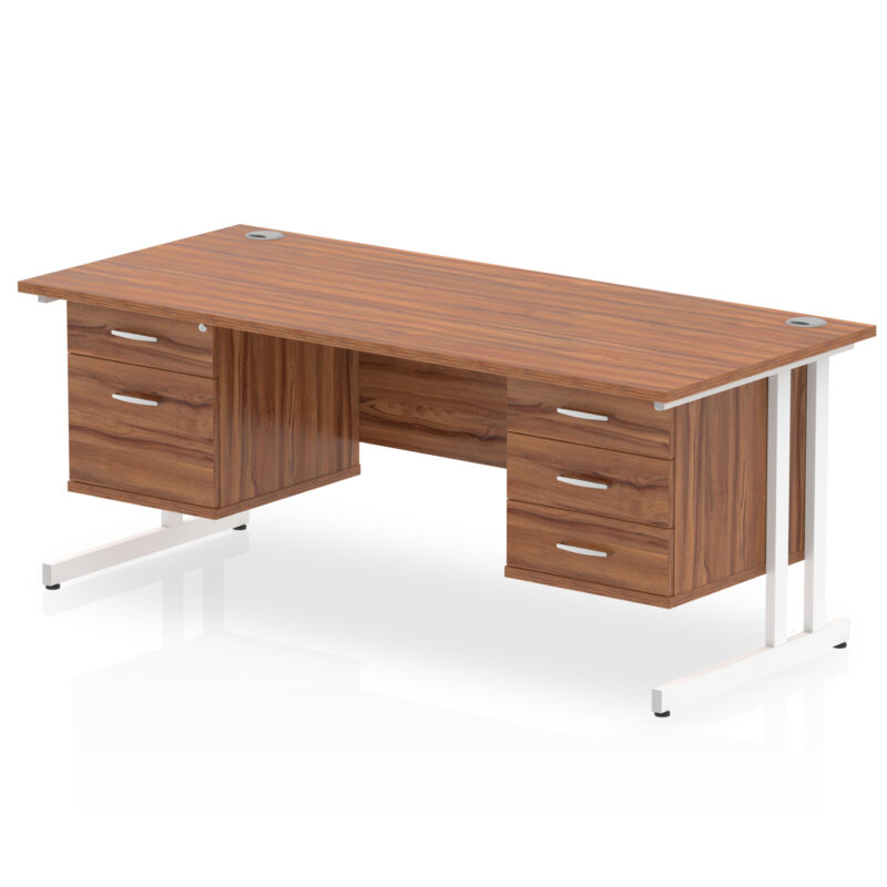impulse 1800mm cantilever straight desk with two fixed pedestal