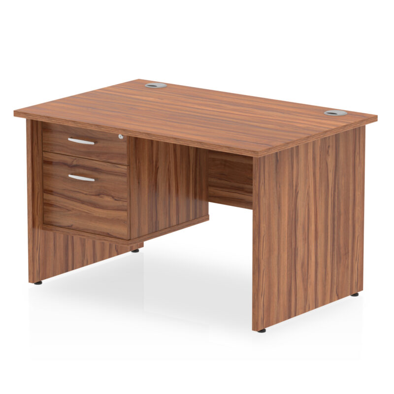 impulse 1200mm panel end straight desk with single fixed pedestal