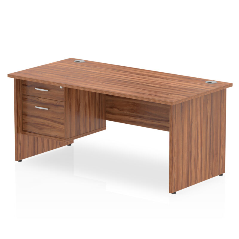 impulse 1600mm panel end straight desk with single fixed pedestal