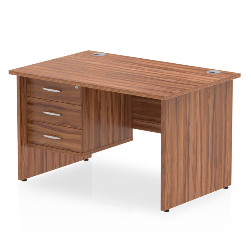 impulse 1200mm panel end straight desk with single fixed pedestal