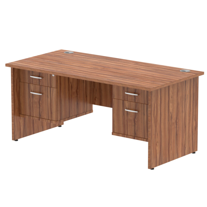 impulse 1600mm panel end straight desk with two fixed pedestal