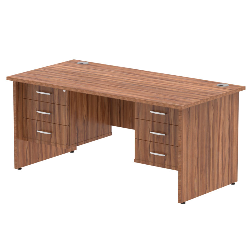 impulse 1600mm panel end straight desk with two fixed pedestal