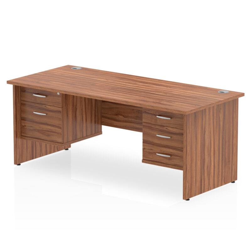 impulse 1600mm panel end straight desk with two fixed pedestal