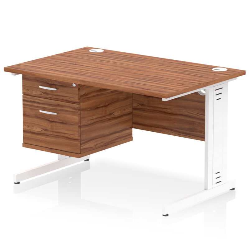 impulse 1200mm cable managed straight desk with single fixed pedestal