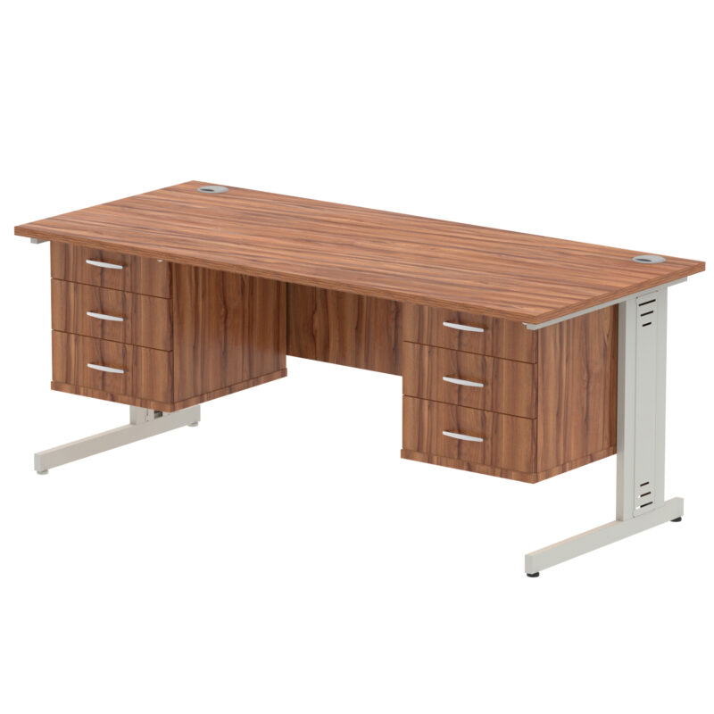 impulse 1800mm cable managed straight desk with two fixed pedestal