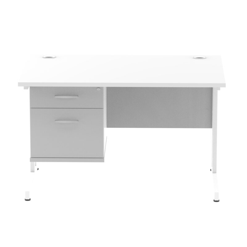 impulse 1200mm cantilever straight desk with single fixed pedestal