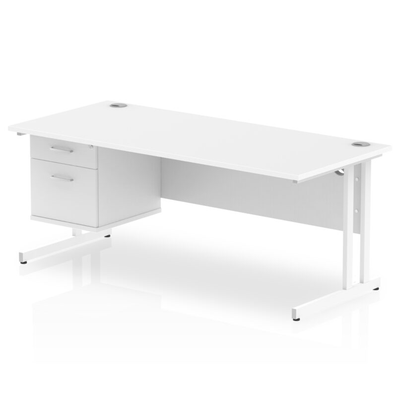impulse 1800mm cantilever straight desk with single fixed pedestal