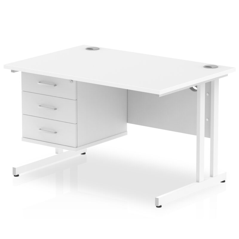 impulse 1200mm cantilever straight desk with single fixed pedestal