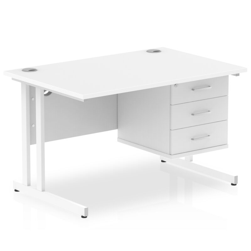 impulse 1200mm cantilever straight desk with single fixed pedestal