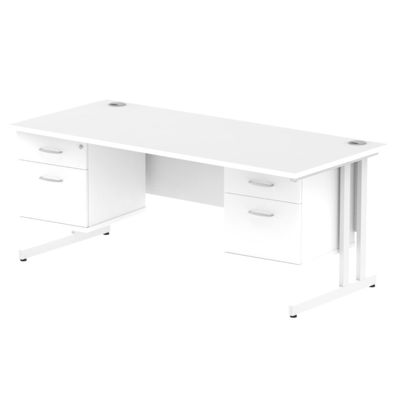impulse 1800mm cantilever straight desk with two fixed pedestal