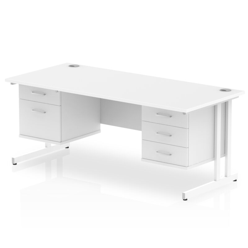 impulse 1800mm cantilever straight desk with two fixed pedestal