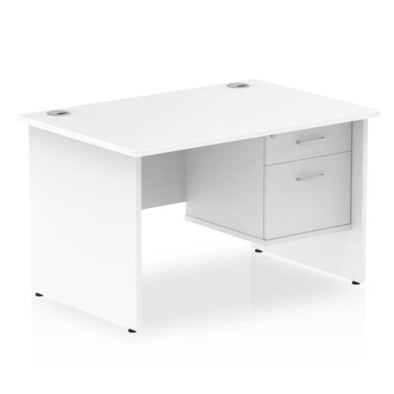impulse 1200mm panel end straight desk with single fixed pedestal
