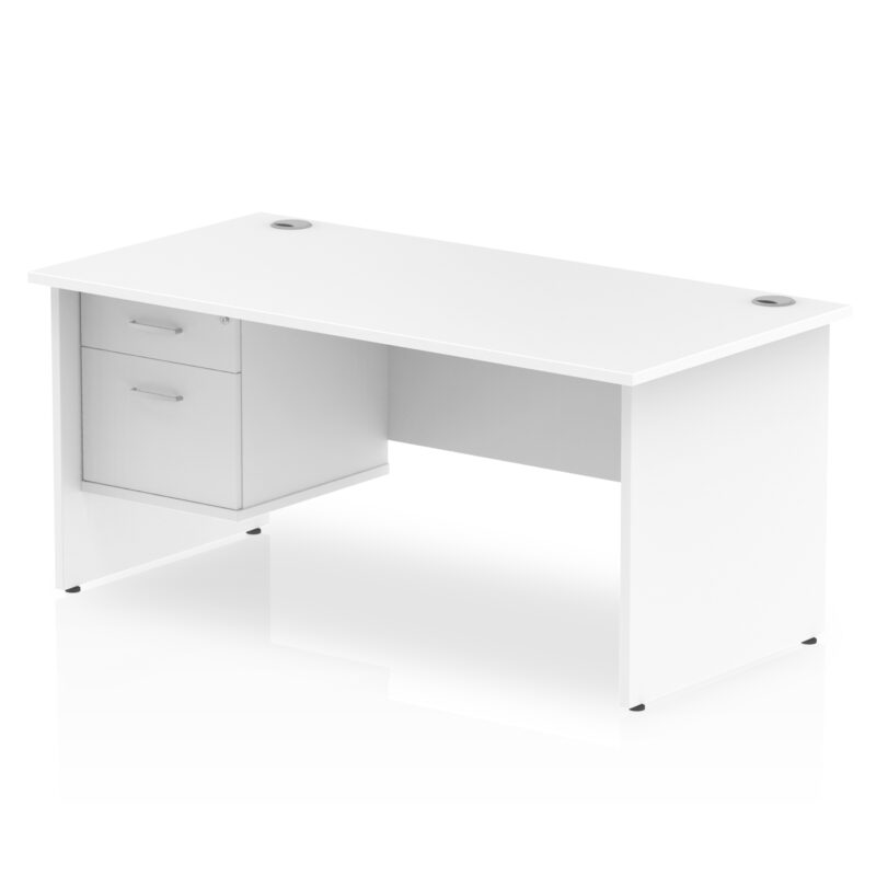 impulse 1600mm panel end straight desk with single fixed pedestal
