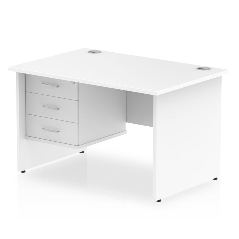 impulse 1200mm panel end straight desk with single fixed pedestal
