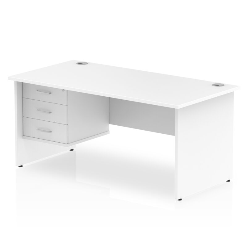 impulse 1600mm panel end straight desk with single fixed pedestal