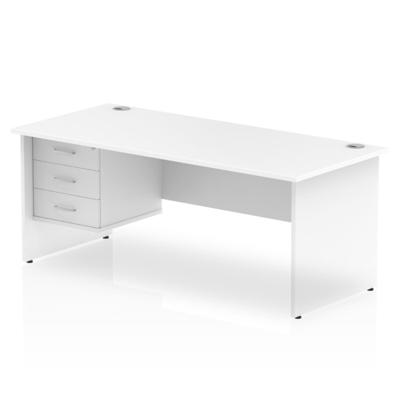 impulse 1800mm panel end straigh desk with single fixed pedestal