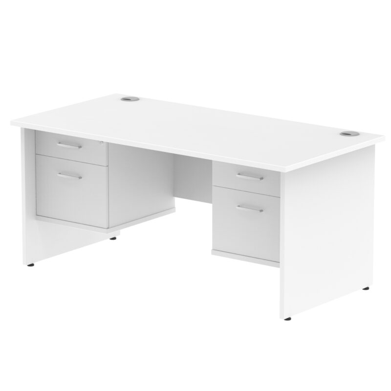 impulse 1600mm panel end straight desk with two fixed pedestal