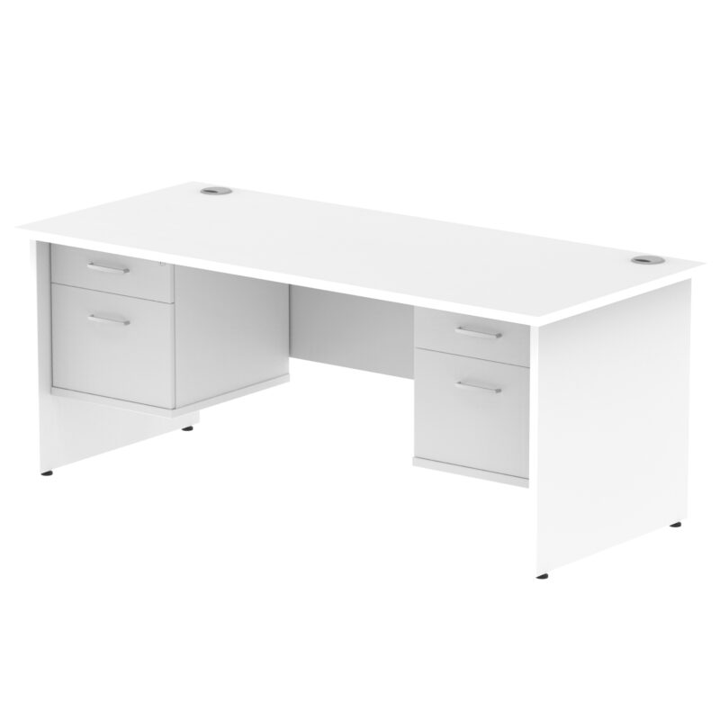 impulse 1800mm panel end straight desk with two fixed pedestal