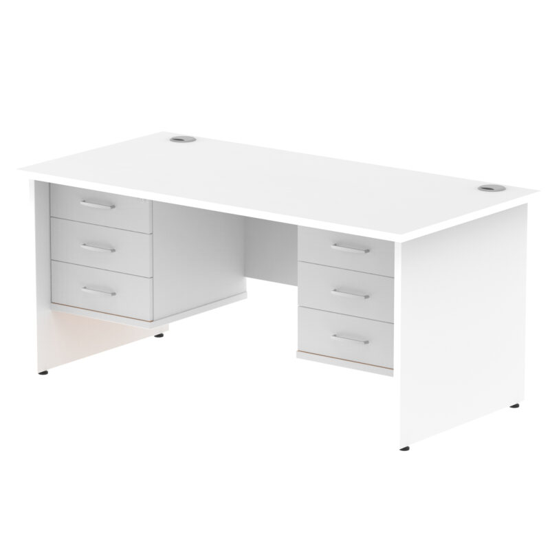impulse 1600mm panel end straight desk with two fixed pedestal
