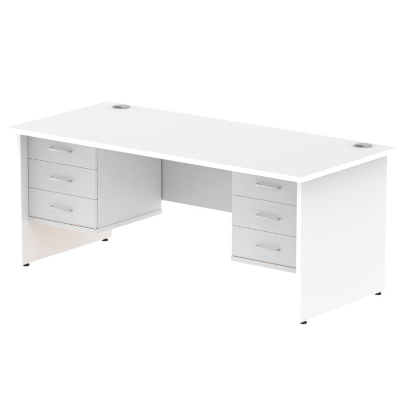 impulse 1800mm panel end straight desk with two fixed pedestal
