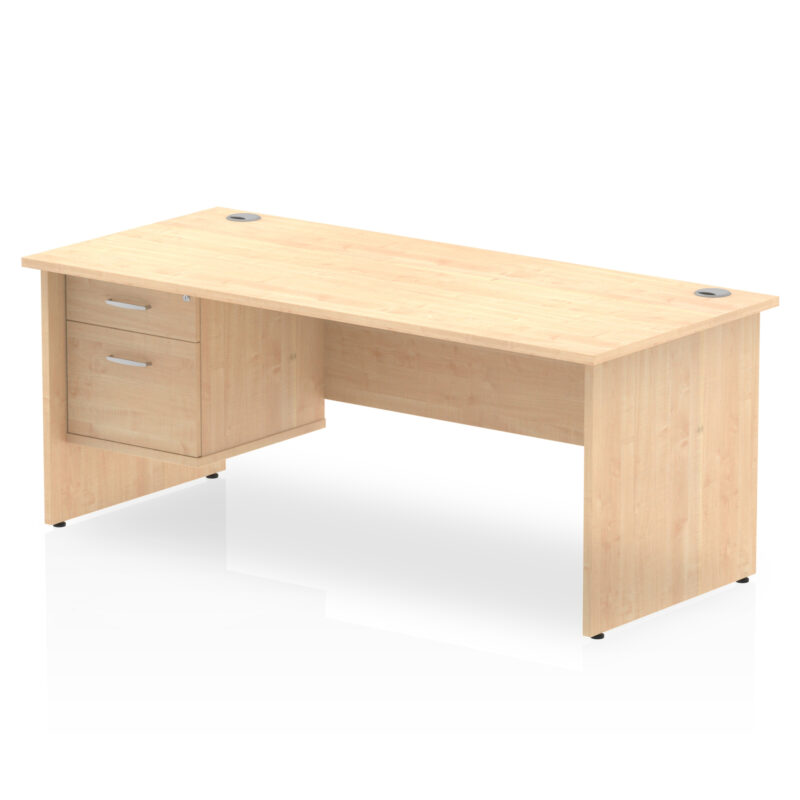 impulse 1800mm panel end straigh desk with single fixed pedestal