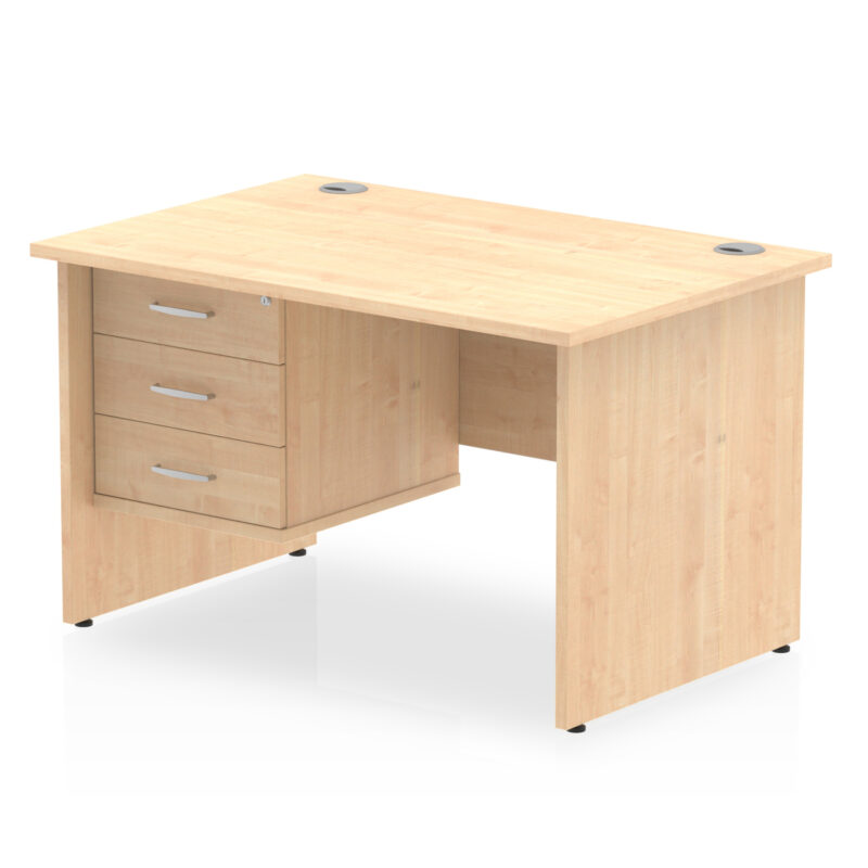 impulse 1200mm panel end straight desk with single fixed pedestal