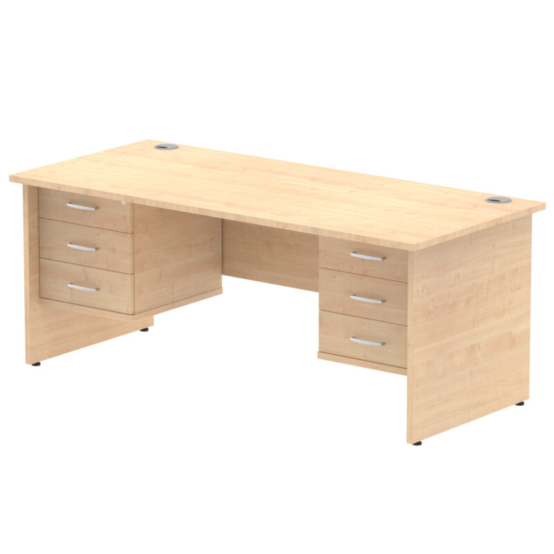 impulse 1800mm panel end straight desk with two fixed pedestal
