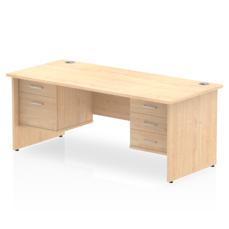 impulse 1800mm panel end straight desk with two fixed pedestal