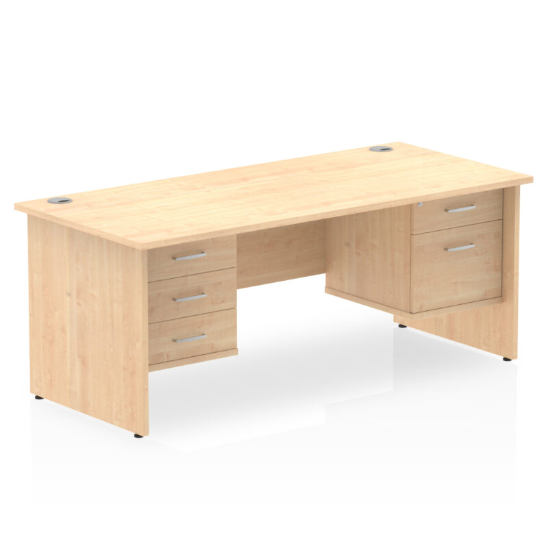 impulse 1800mm panel end straight desk with two fixed pedestal